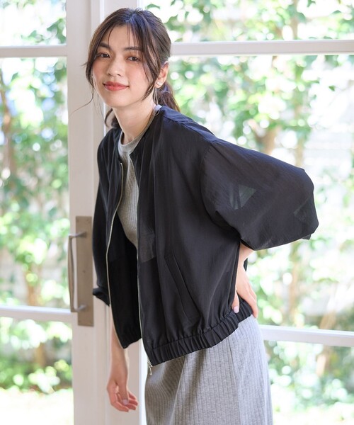 未使用級　ANAYI　24SS　コットンボイルシアーブルゾン　黒　38 コットンボイルシアーブルゾン | ANAYI/アナイ | 三越伊勢丹オンライン