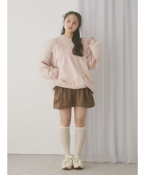 merry jenny チュールハーフZIPスウェット メリージェニー merry jenny チュールハーフZIPスウェット （オフ