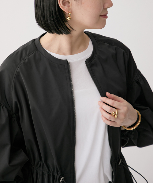 VERMEIL par iena ノーカラーギャザーコート VERMEIL par iena コート アウター 「追加」ノーカラーギャザー