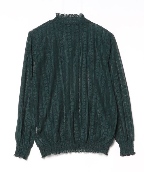 「LOWRYS FARM」 レース長袖ブラウス L グリーン レディース