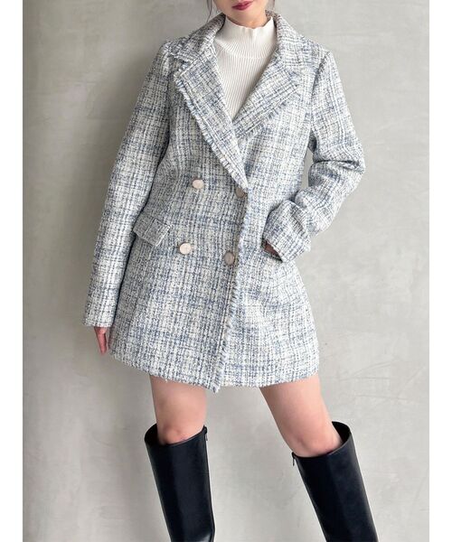 リゼクシー　ツイードジャケット リゼクシー RESEXXY ツイードクロップドジャケット （BLK