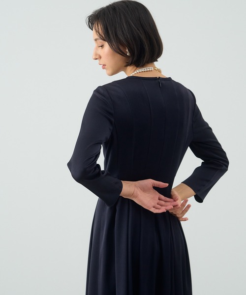 美品 アナイ 長袖ワンピース フレアシルエット 秋冬用 ネイビー 38