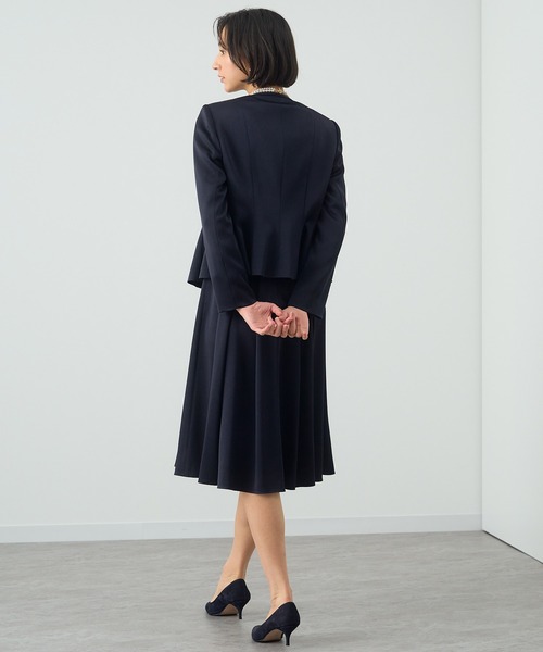 美品 アナイ 長袖ワンピース フレアシルエット 秋冬用 ネイビー 38