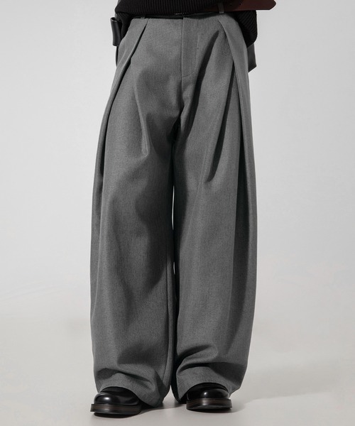 TOBEE スラックス 「TOBEE」クロス ダブルタックデザイン ワイド