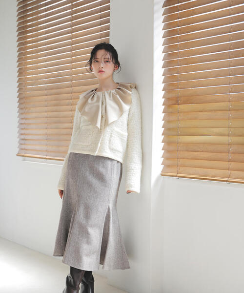 ナチュラルビューティーベーシック（NATURAL BEAUTY BASIC）/ツイーディーベルテッドマーメイドスカート NATURAL BEAUTY BASIC（ナチュラルビューティーベーシック） スカート