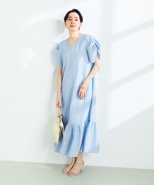 「NOLLEY'S Sophi」 半袖ワンピース 36 サックスブルー レディース_画像2