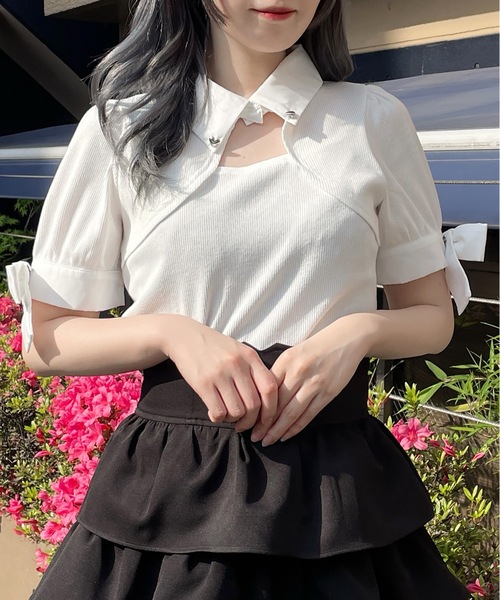 「abc une face」 半袖カットソー FREE ブラック レディース_画像2