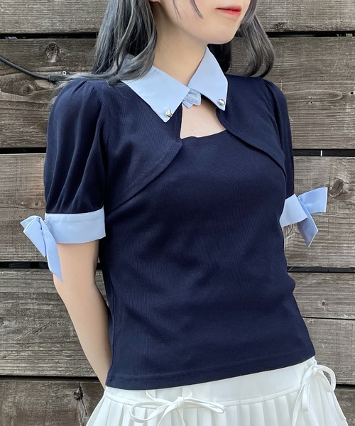 「abc une face」 半袖カットソー FREE ブラック レディース_画像7