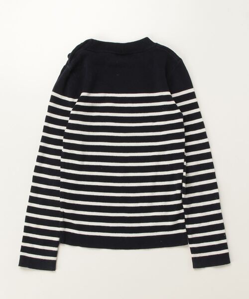「PETIT BATEAU」 「KIDS」ボーダー柄長袖ニット - ネイビー キッズ_画像2
