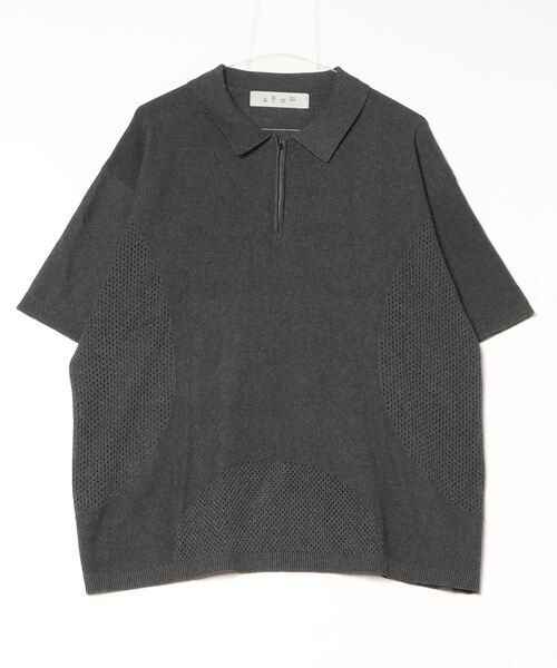 BANDAL ノースリーブポロシャツ ブラックワンピースメッシュ素材 bal（バル） ポロシャツ BAL VENTILATION MESH KNIT ZIP POLO 2143