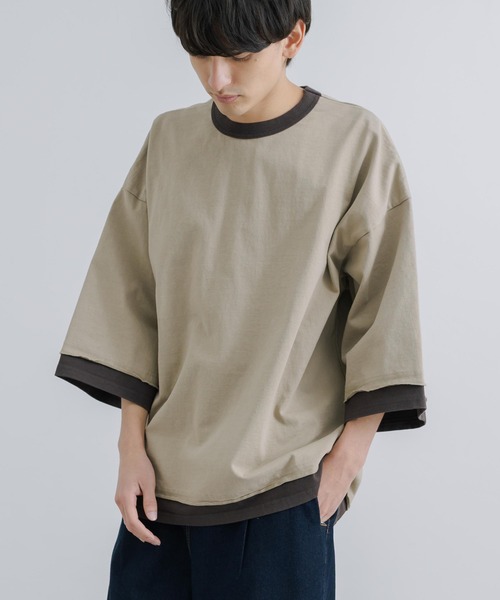 「KRIFF MAYER」 7分袖Tシャツ X-LARGE チャコール メンズ_画像6