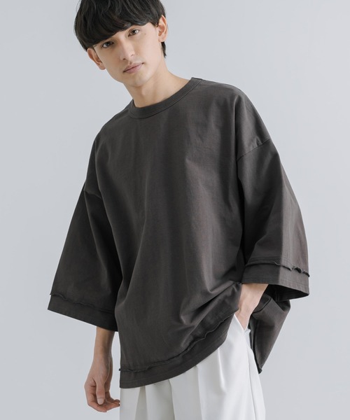 「KRIFF MAYER」 7分袖Tシャツ X-LARGE チャコール メンズ_画像9