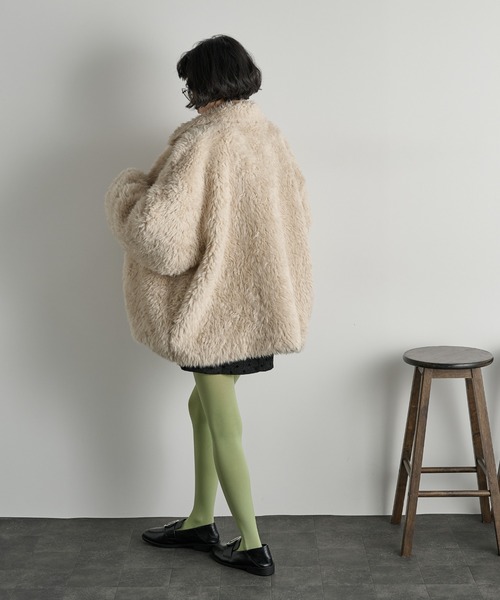 THE Yon コート アウター フェイクファーミドルコート レディース