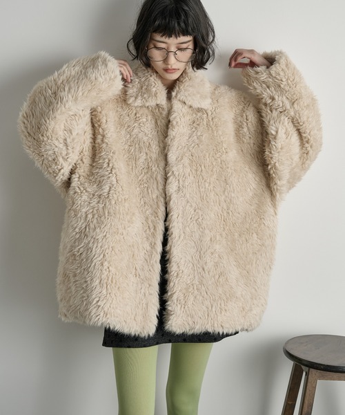 THE Yon コート アウター フェイクファーミドルコート レディース