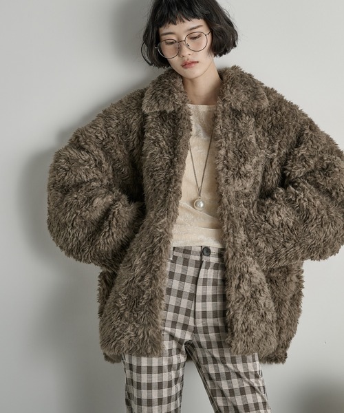 THE Yon コート アウター フェイクファーミドルコート レディース