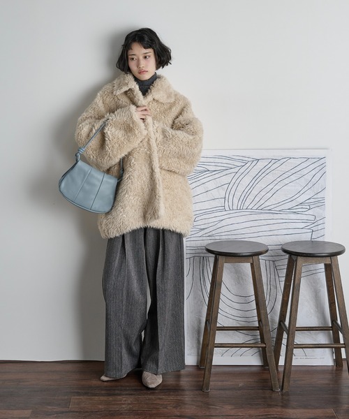 THE Yon コート アウター フェイクファーミドルコート レディース