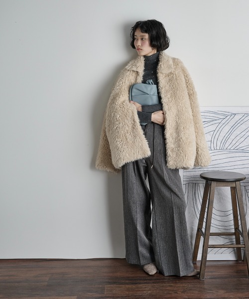 THE Yon コート アウター フェイクファーミドルコート レディース