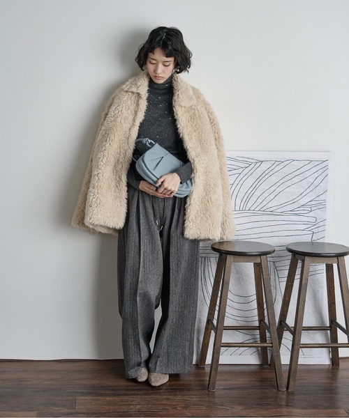 THE Yon コート アウター フェイクファーミドルコート レディース