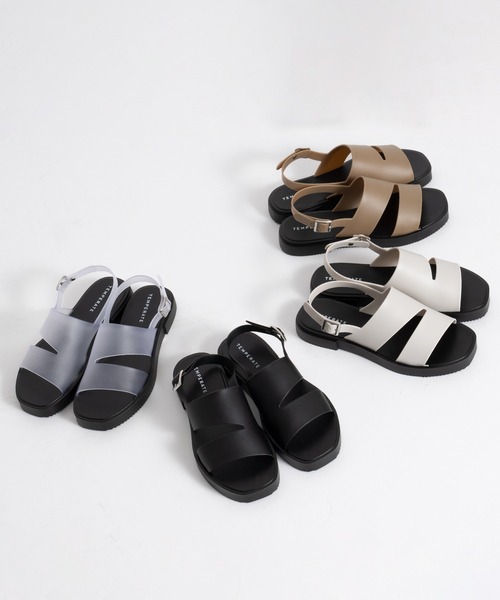「TEMPERATE」 フラットサンダル 38 ブラック レディース_画像7