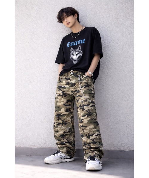Bling Leads チノパン 「Bls」「Bling Leads」バレルレッグ迷彩柄