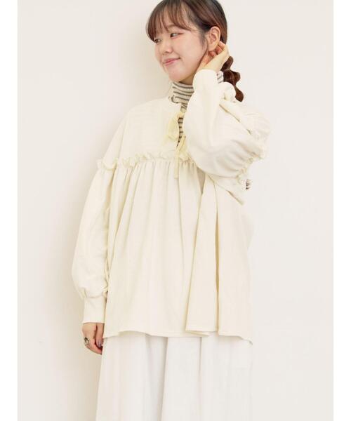 Samansa Mos2（サマンサモスモス） tシャツ ミニ裏毛切替ギャザープル