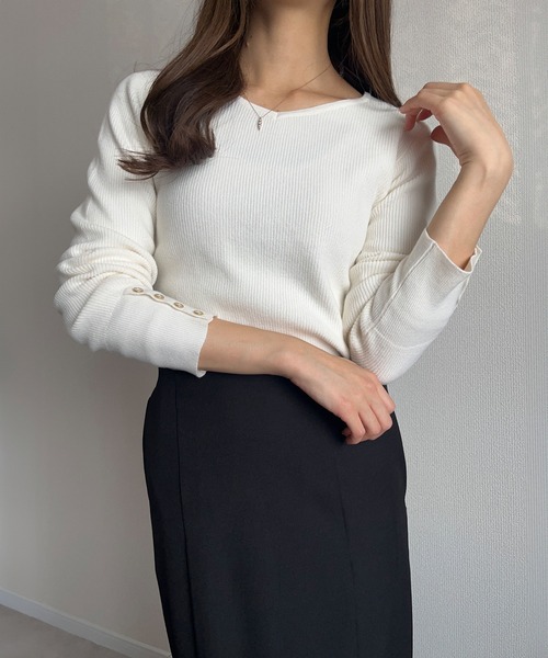 varet_street 01ニット　ホワイト Eyelash Crew Neck Sweater in Crew Neck | Vince