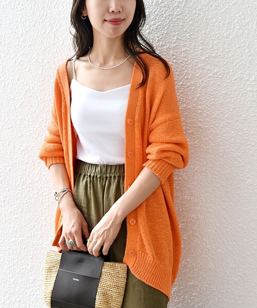 SHIPS any 「SHIPS any」 ニットカーディガン ONE SIZE オレンジ