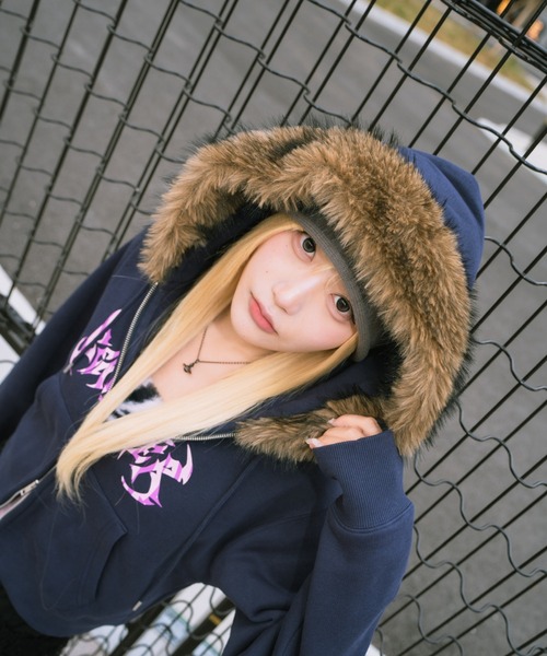 centimeter（センチメーター） パーカー Tribal logo fur zip hoodie
