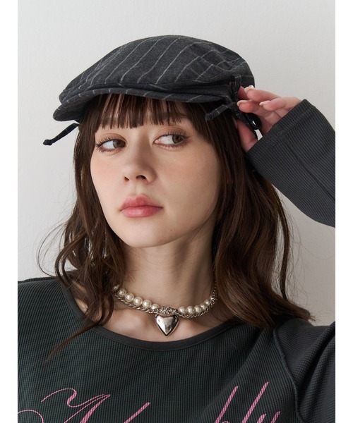 jouetie（ジュエティ） 帽子 ベレー帽 サイドリボンストライプ