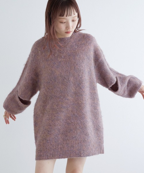 「w closet」 長袖ニット - ブラウン レディース_画像2