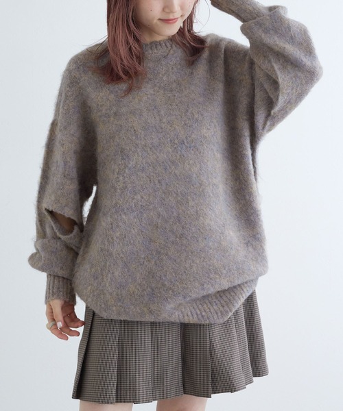 「w closet」 長袖ニット - ブラウン レディース_画像3