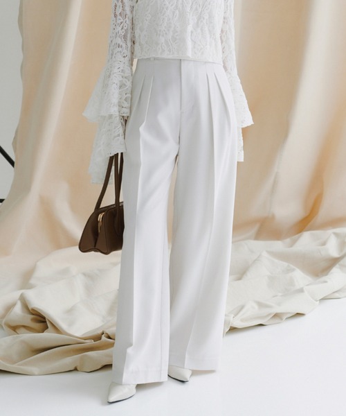 anuans（アニュアンス） スラックス パンツ ミッドウェイトツータック