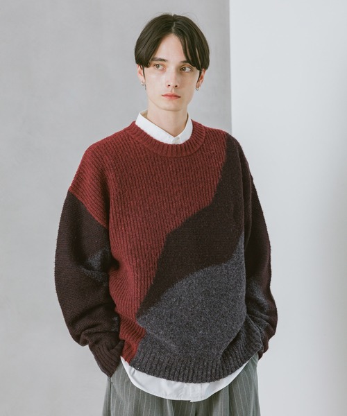 RAGEBLUE（レイジブルー） セーター ニット TEXTURE BLOCK DESIGN KNIT