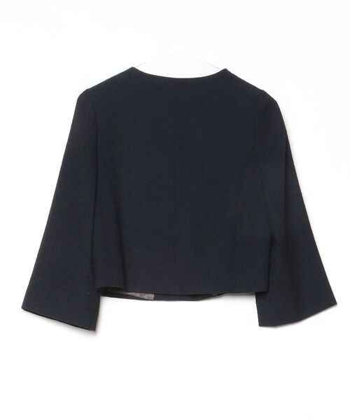 「ships little black」 ノーカラージャケット 36 ネイビー レディース_画像2