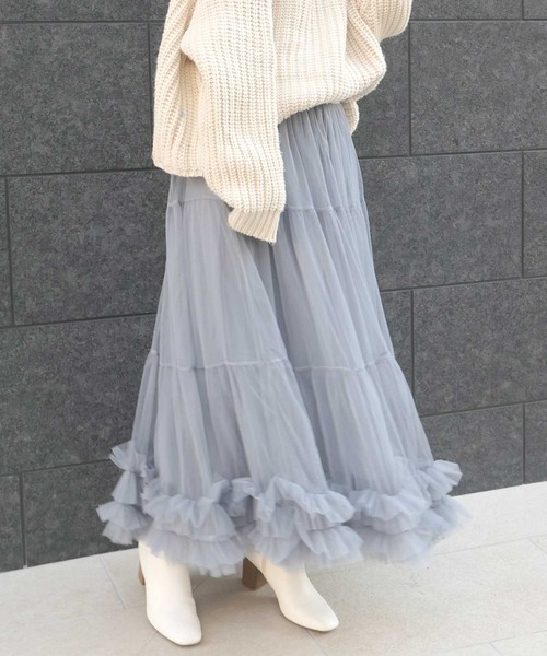 「CORNERS」 フリルスカート M グレー レディース_画像3