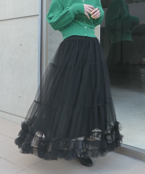 「CORNERS」 フリルスカート M グレー レディース_画像4