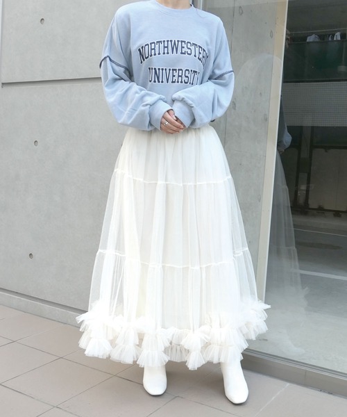 「CORNERS」 フリルスカート M グレー レディース_画像6