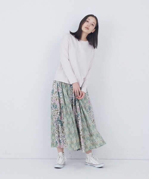 アデュートリステス フレアスカート リバティ パッチワーク 花柄 青 上品 美品 ADIEU TRISTESSE（アデュートリステス） スカート リバティプリント