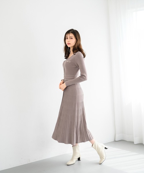 「MISCH MASCH」 ニットワンピース フリ- ブルー レディース_画像2