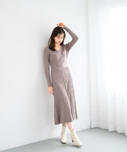 「MISCH MASCH」 ニットワンピース フリ- ブルー レディース_画像7