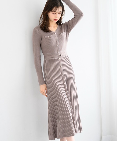 「MISCH MASCH」 ニットワンピース フリ- ブルー レディース_画像8