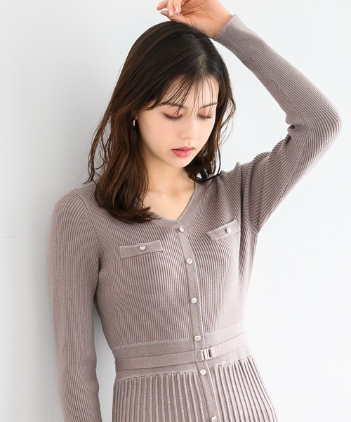 「MISCH MASCH」 ニットワンピース フリ- ブルー レディース_画像9