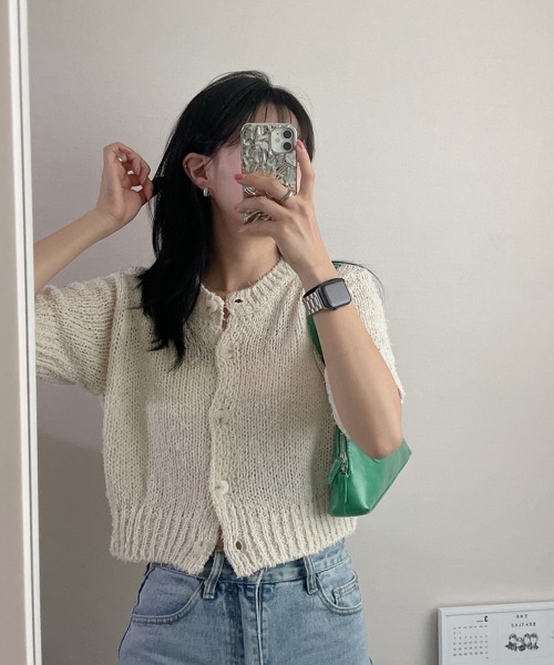 「by muni:r」 半袖ニット FREE アイボリー レディース_画像2