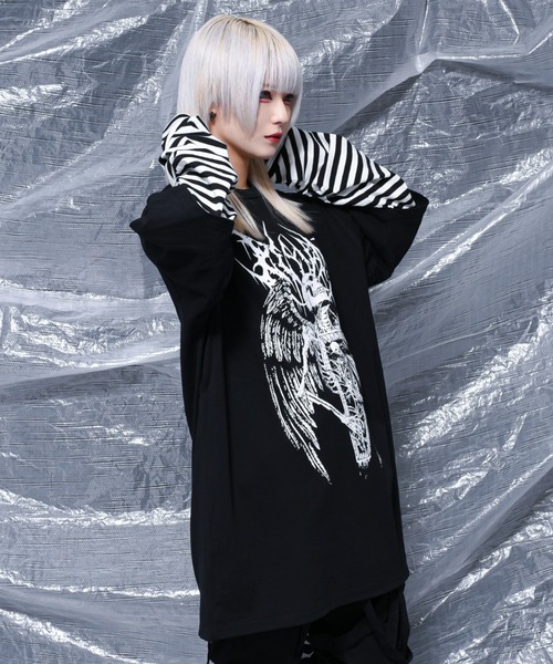 「REFLEM」 長袖カットソー FREE ブラック×ブルー レディース_画像3