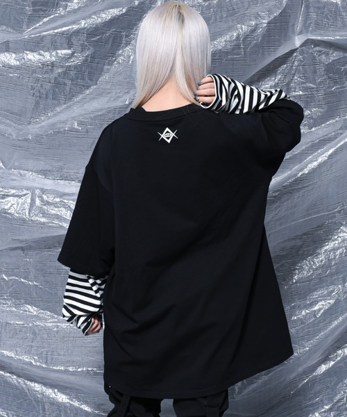 「REFLEM」 長袖カットソー FREE ブラック×ブルー レディース_画像4