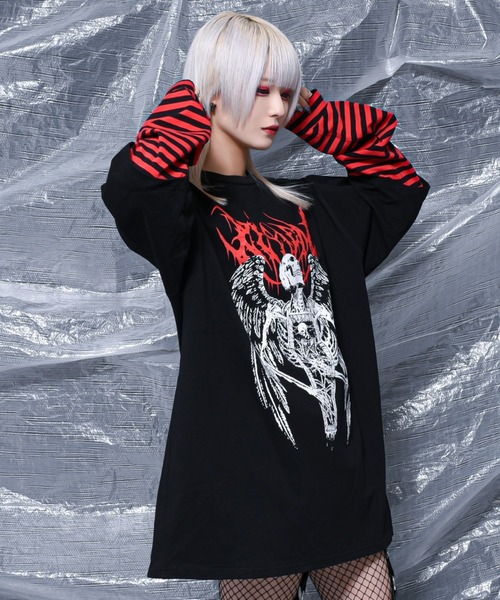 「REFLEM」 長袖カットソー FREE ブラック×ブルー レディース_画像9