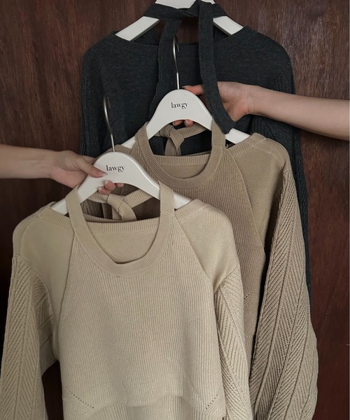 「lawgy」 長袖ニット FREE アイボリー レディース_画像3