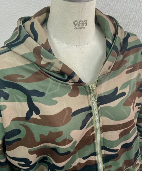 「LADY LIKE」 ジップアップパーカー M カーキ レディース_画像9