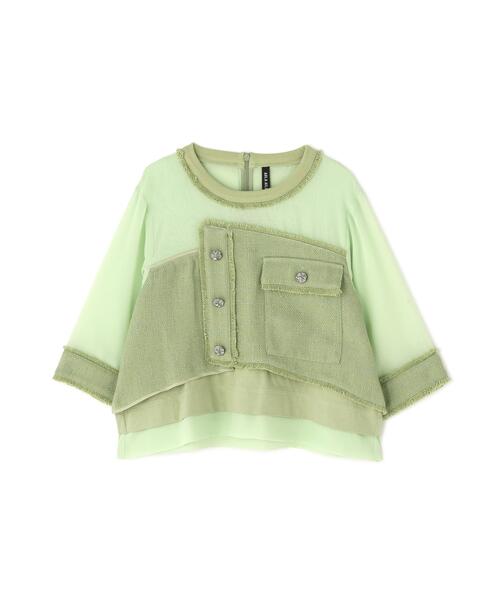 ブラウス シャツ AULA AILA/アウラアイラ/別注３ファブリックコンビネーションプルオーバー レディースの画像