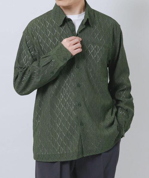 ITEMS URBANRESEARCH（アイテムズ アーバンリサーチ） シャツ ジオメ 春夏セールAga ジオメトリックレースシャツ